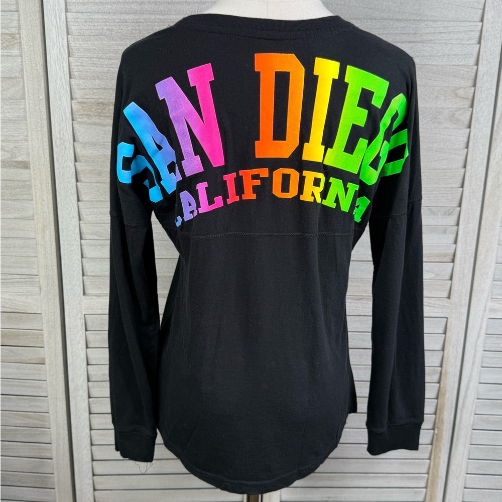 POPULAR San Diego Long Sleeve Tee 100% Cotton Black/Multi-Medium